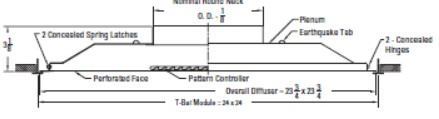US Aire 7500-6, 10/24 01 Perforated Face Diffuser, 24x24-10
